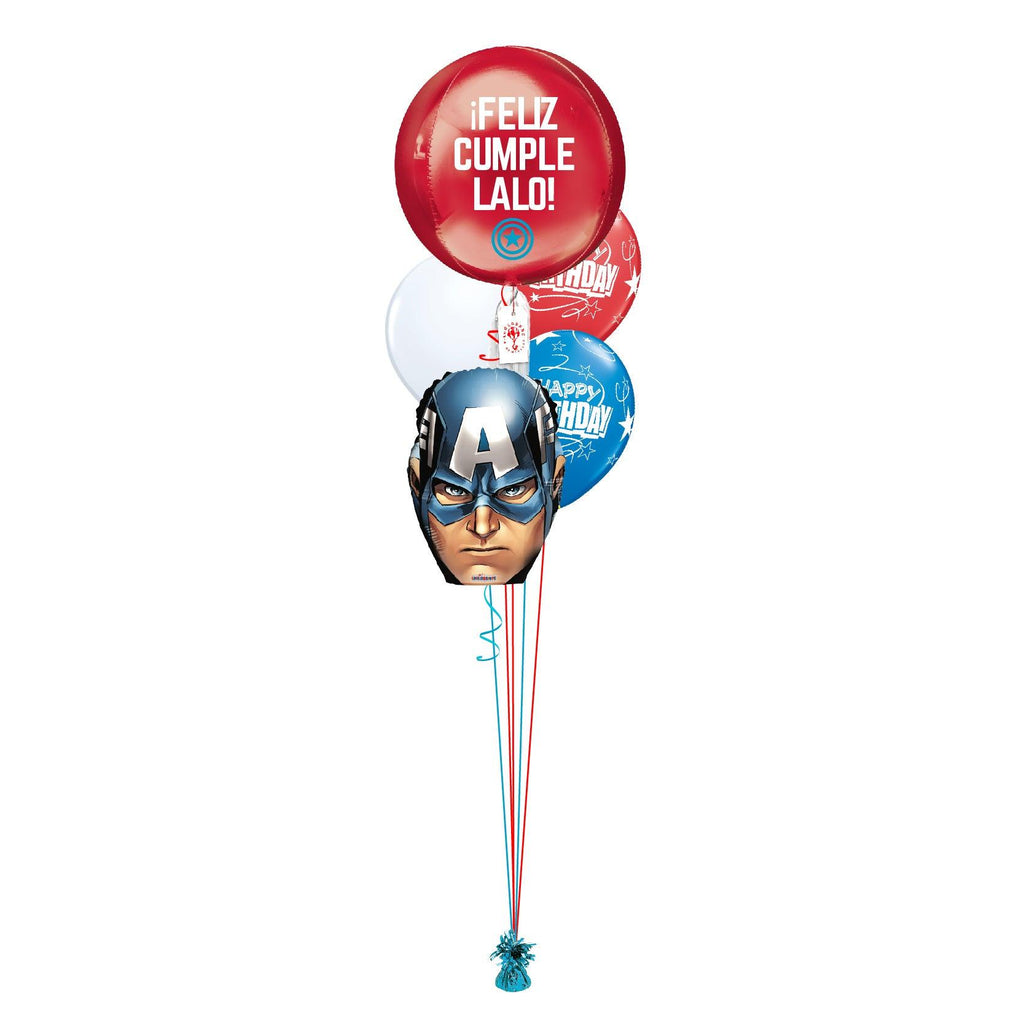 Globos Esfera Capitan America (personalizable) con Máscara - tuglobero