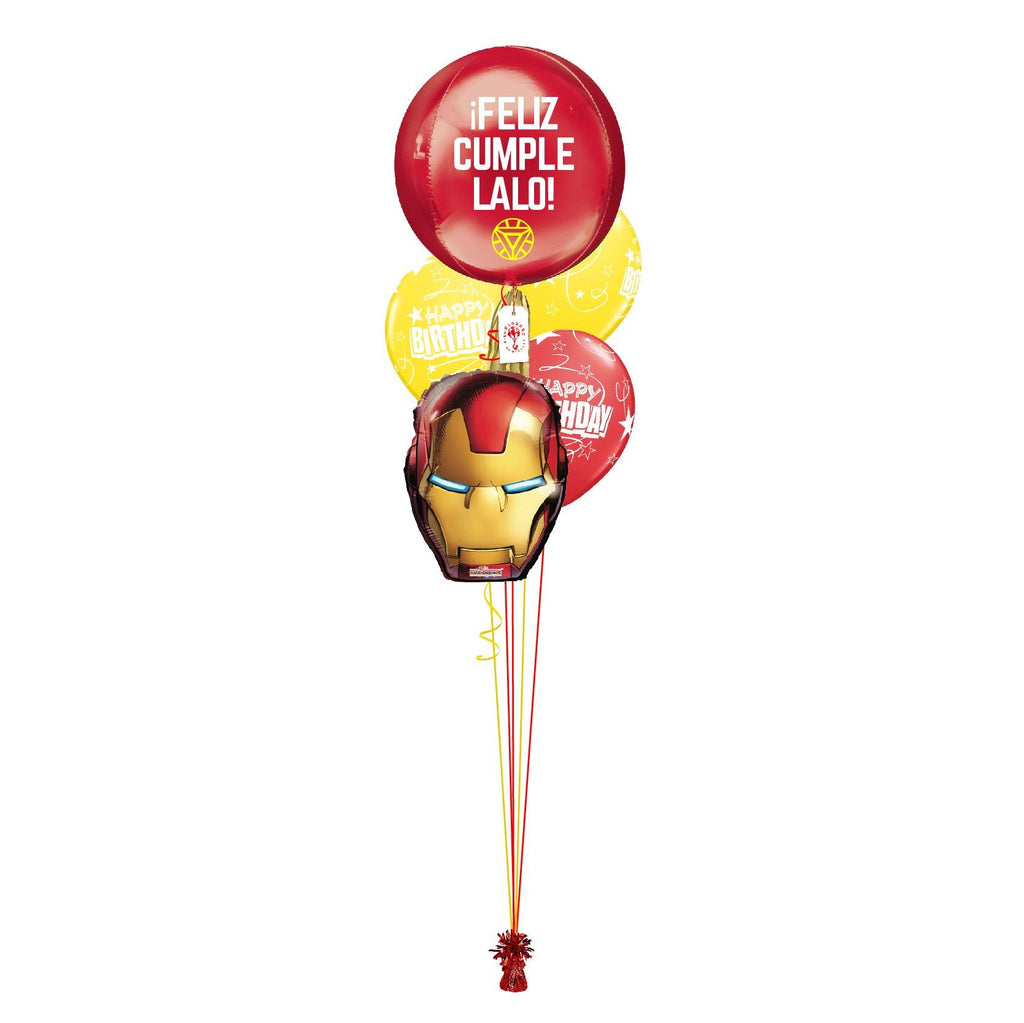 Globos Esfera Iron Man (personalizable) con Máscara - tuglobero