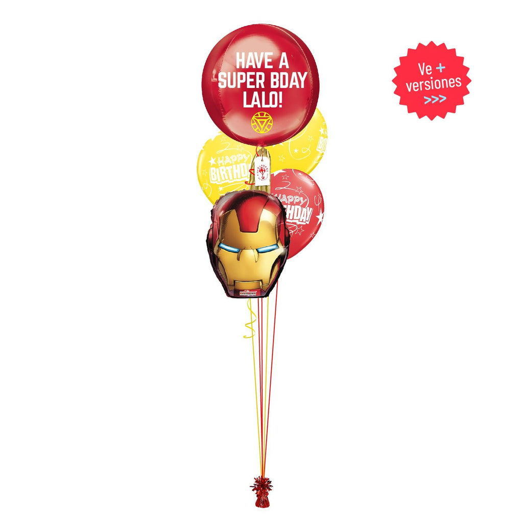 Globos Esfera Iron Man (personalizable) con Máscara - tuglobero