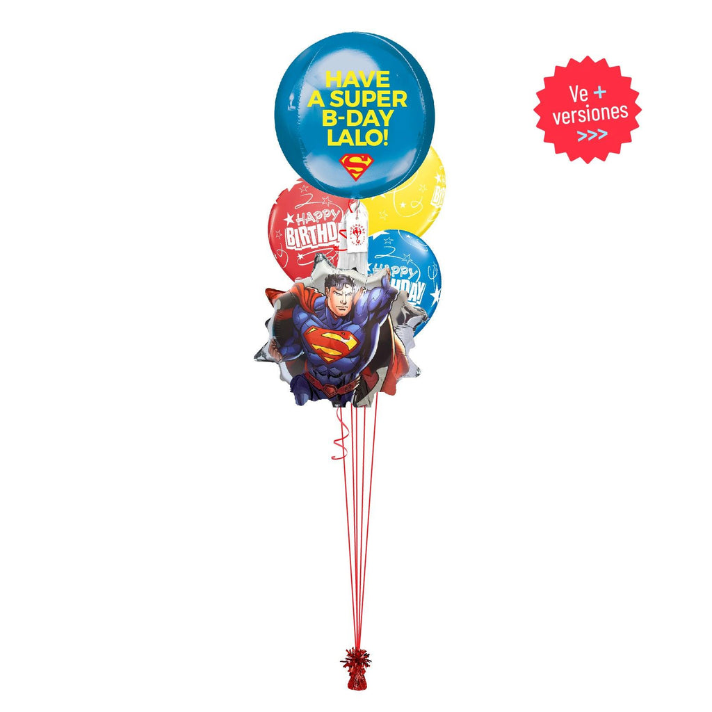 Globos Super B-Day con Esfera Superman (personalizable) - tuglobero
