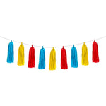 Azul, Rojo y Amarillo - Guirnalda Pompones Papel China (9pz) - tuglobero