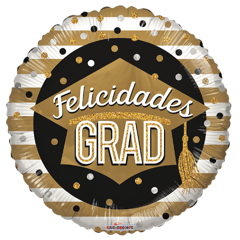 Felicidades Grad Dorado Con Puntos - tuglobero