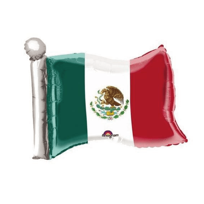 Globo bandera de Mexico con Asta - tuglobero