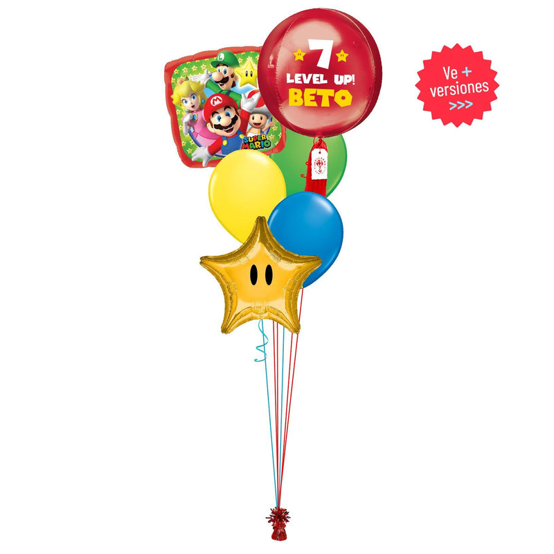 Esfera Mario Bros Level up Star Bouquet (Personalizable) Grande - tuglobero