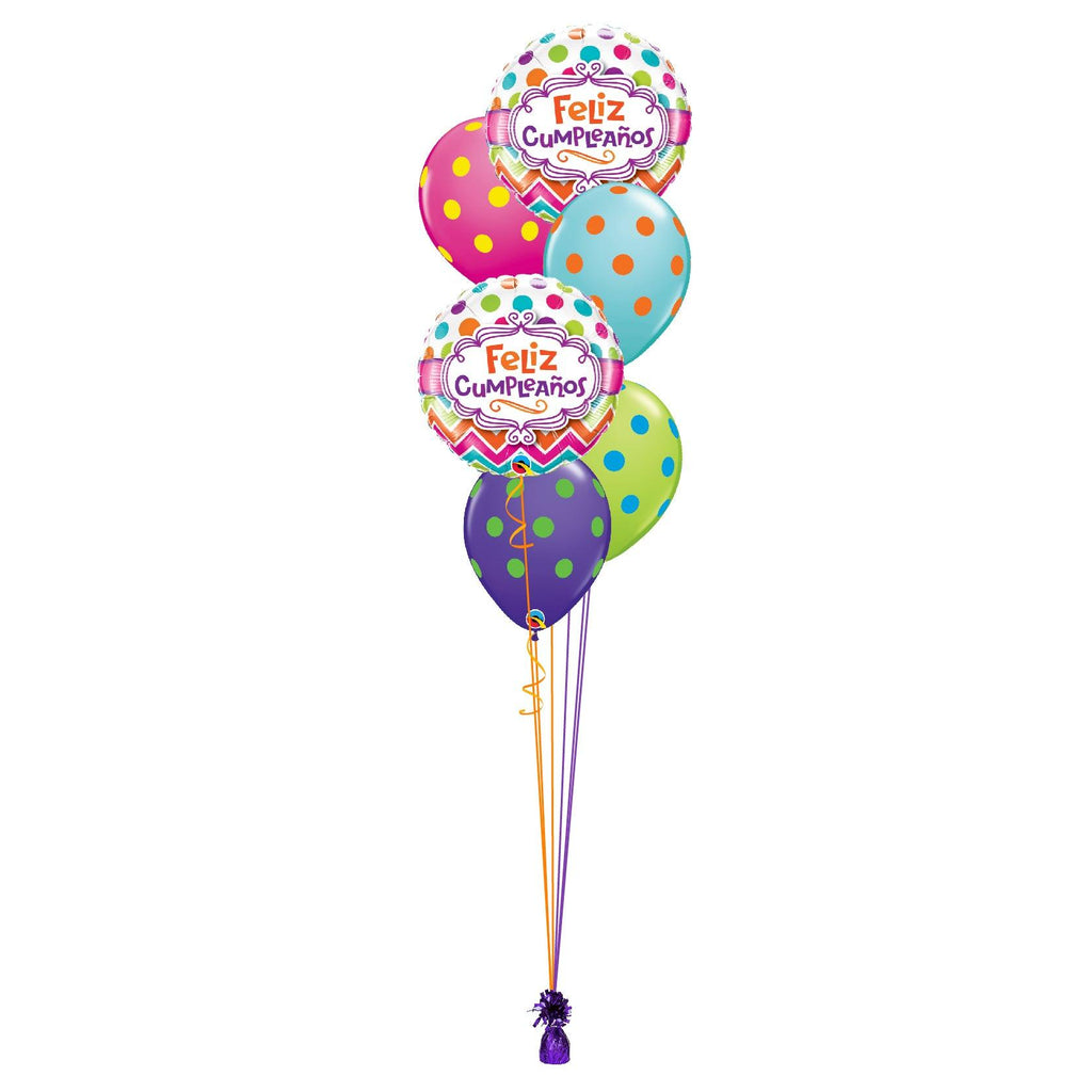 Feliz Cumpleaños Chevrón Dots - tuglobero
