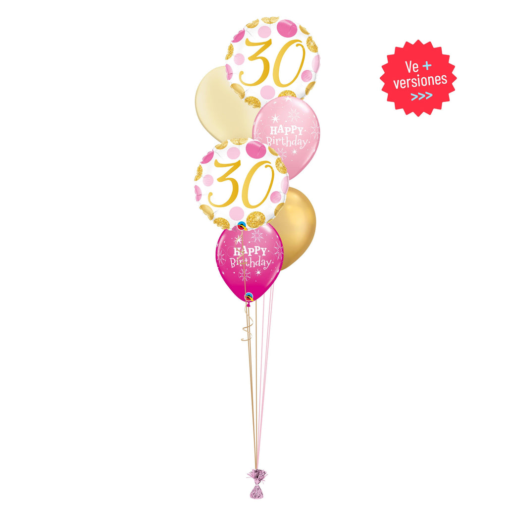 Globos Gold n´Pink Birthday 30s, 40s, 50s - tuglobero