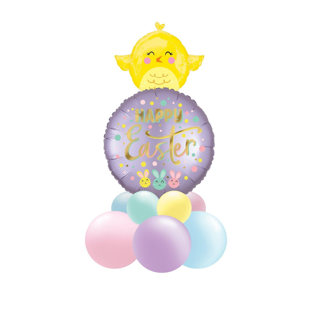 Base Globos 3 Conejos Macarron con Pollito - tuglobero
