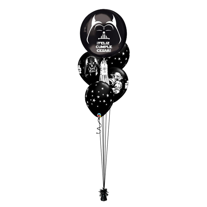 Feliz Cumple Darth Vader - Globo Orbz (Personalizable) con Estrellas - tuglobero