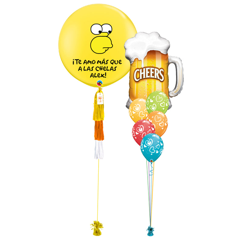 Love+Beer Homero Simpson y Chela - Gigante (Personalizable) - tuglobero