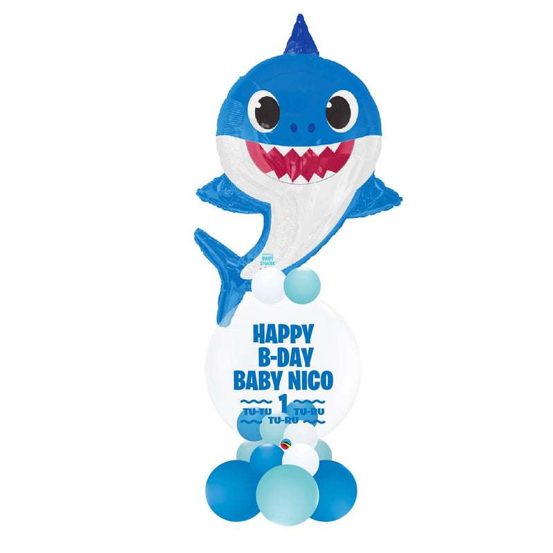 Base Globos Baby Shark Bubble Birthday - tuglobero
