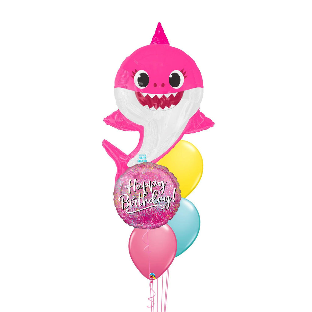Globos Baby Shark Girl Glitter Birthday - tuglobero