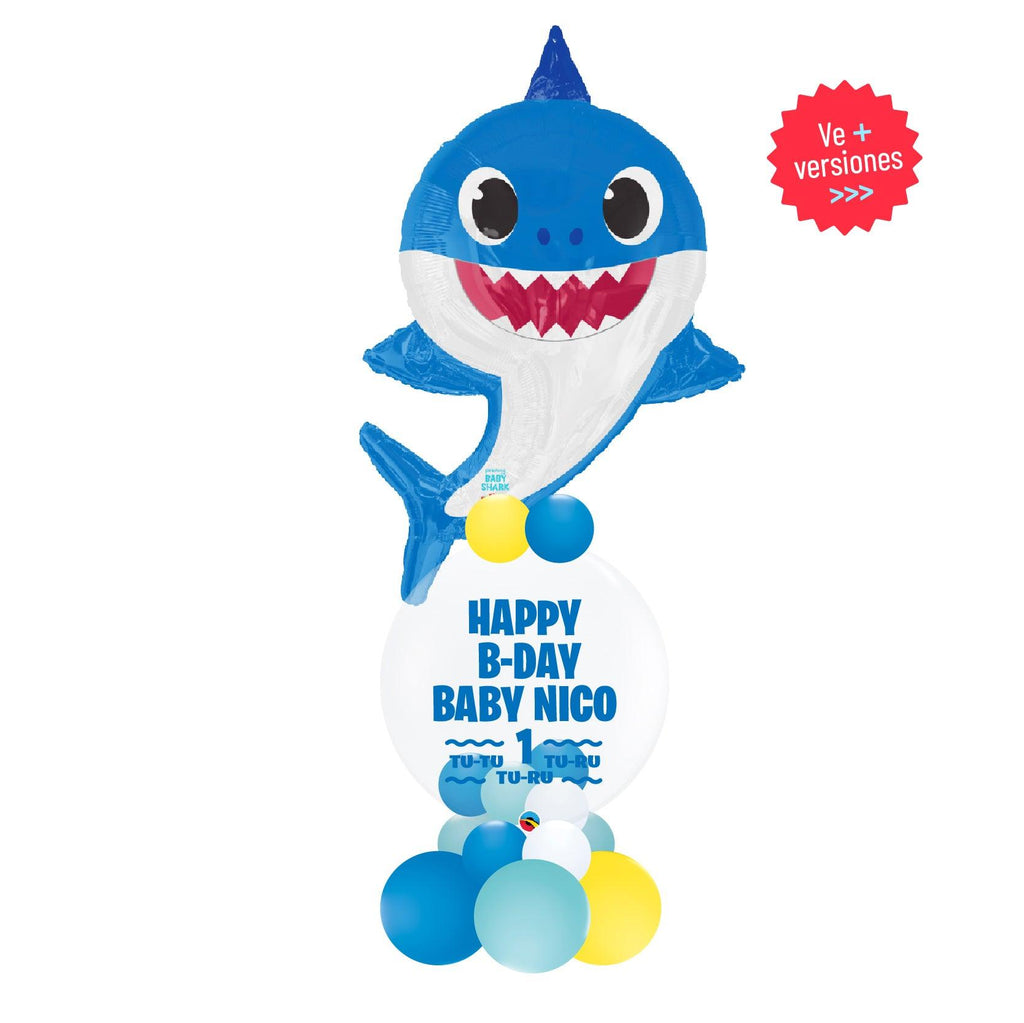 Base Globos Baby Shark Bubble Birthday - tuglobero
